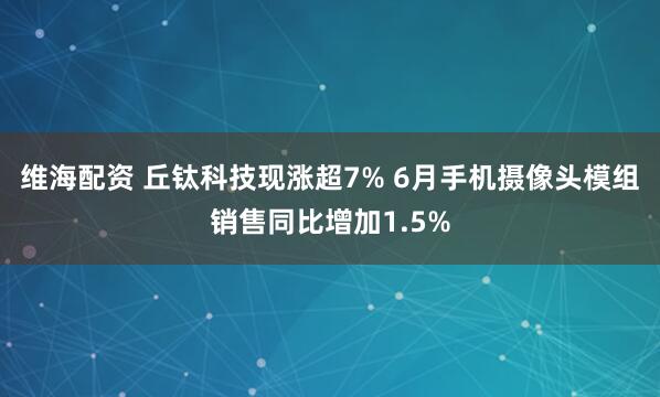 维海配资 丘钛科技现涨超7% 6月手机摄像头模组销售同比增加1.5%
