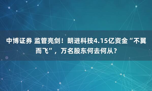 中博证券 监管亮剑！朗进科技4.15亿资金“不翼而飞”，万名股东何去何从？